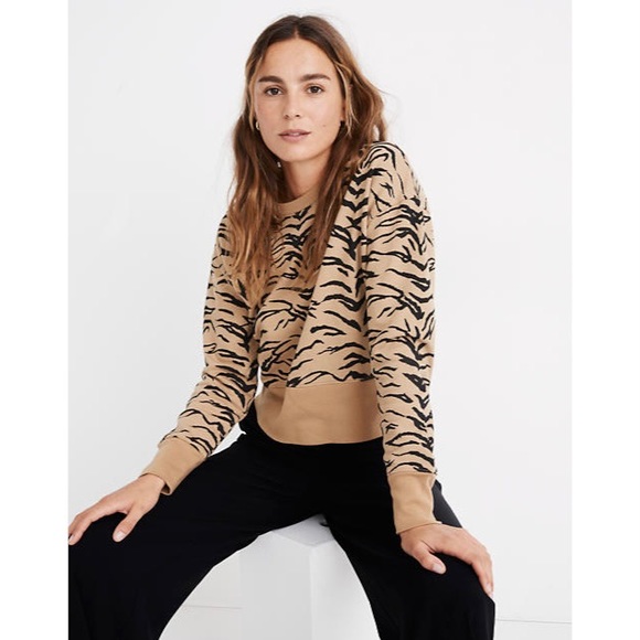 Madewell Tops - Madewell Tiger Stripe Crop Sweatshirt